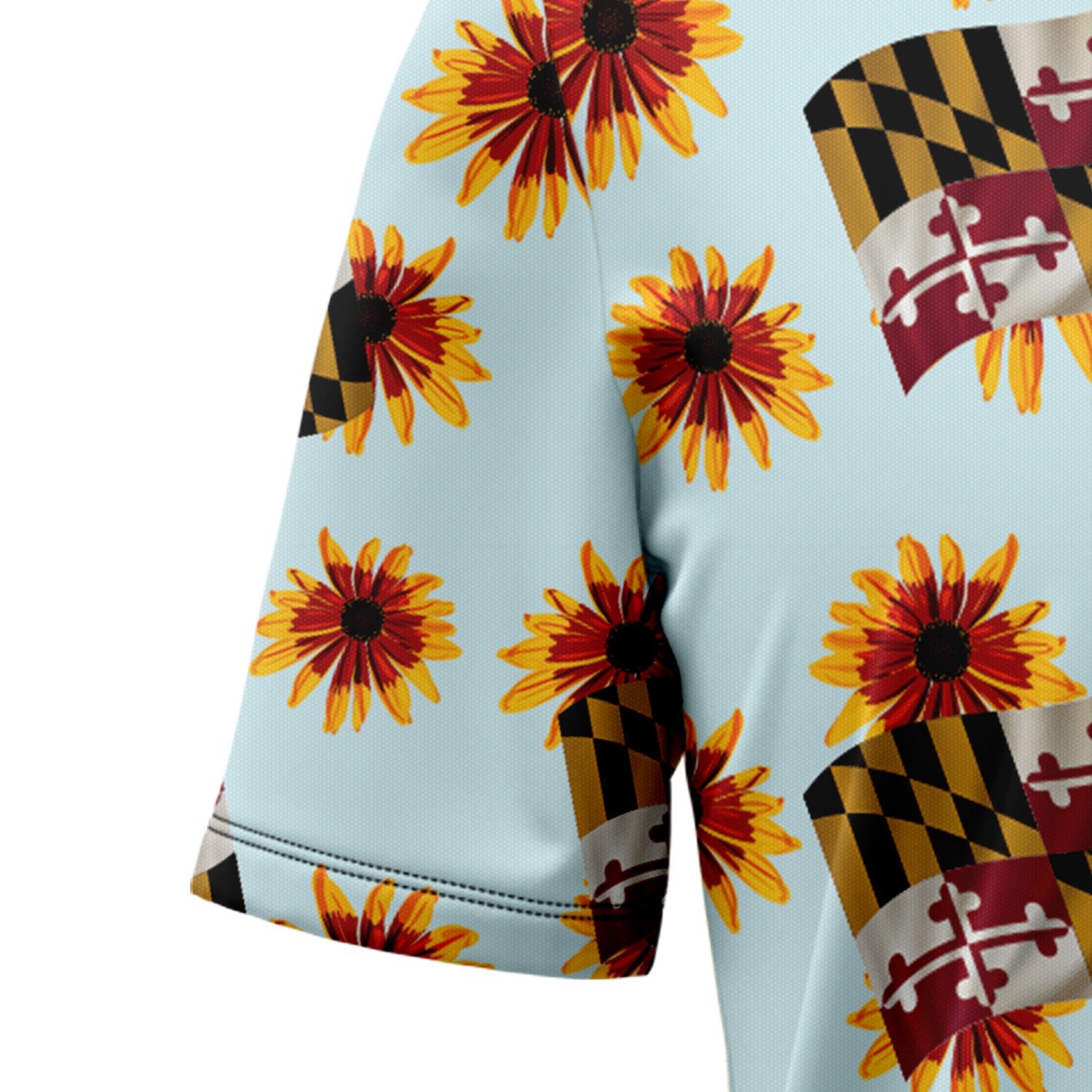 Maryland Flag Floral / Hawaiian Shirt