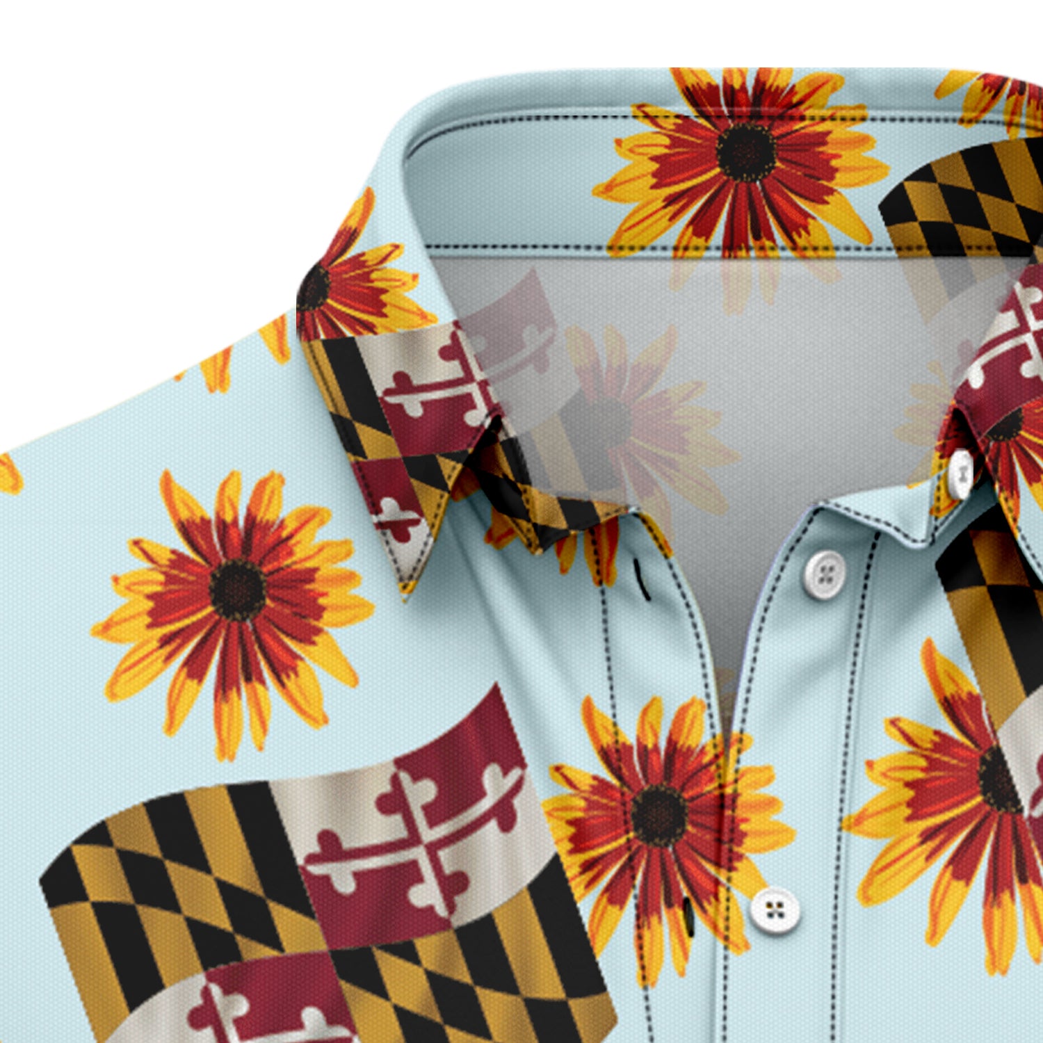 Maryland Flag Floral / Hawaiian Shirt