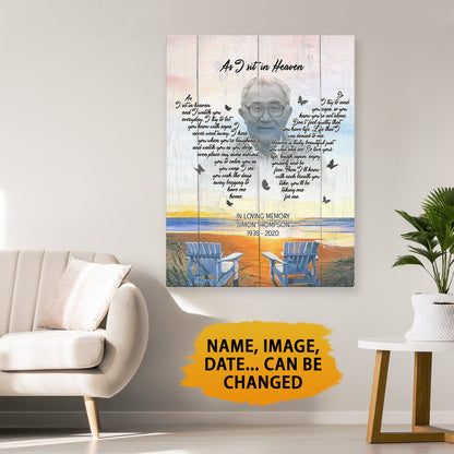 As I Sit In Heaven Custom Canvas With Your Photo, Name & Date