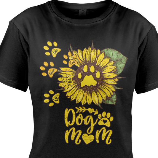 Dog Mom Sunflower Personalized Dog Mom Tshirt