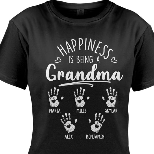 Happiness Is Being A Grandma Personalized Grandma Tshirt