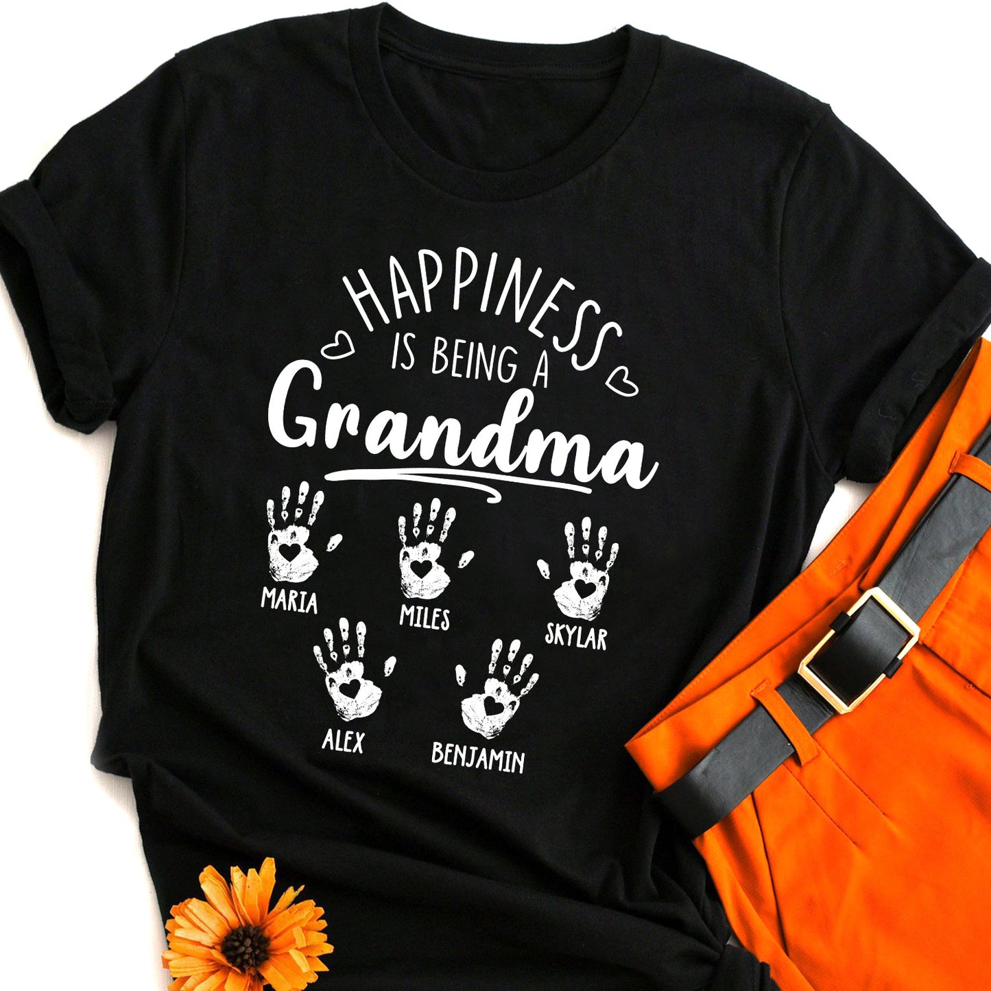 Happiness Is Being A Grandma Personalized Grandma Tshirt