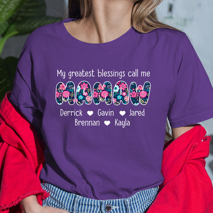 My Greatest Blessings Call Me MAMAW Personalized Tshirt