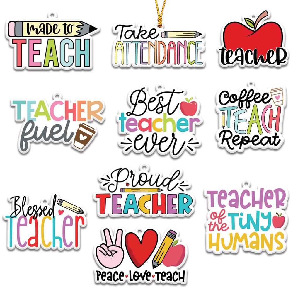 Best Teacher Ever Quotes Personalizedwitch Christmas Ornaments Set