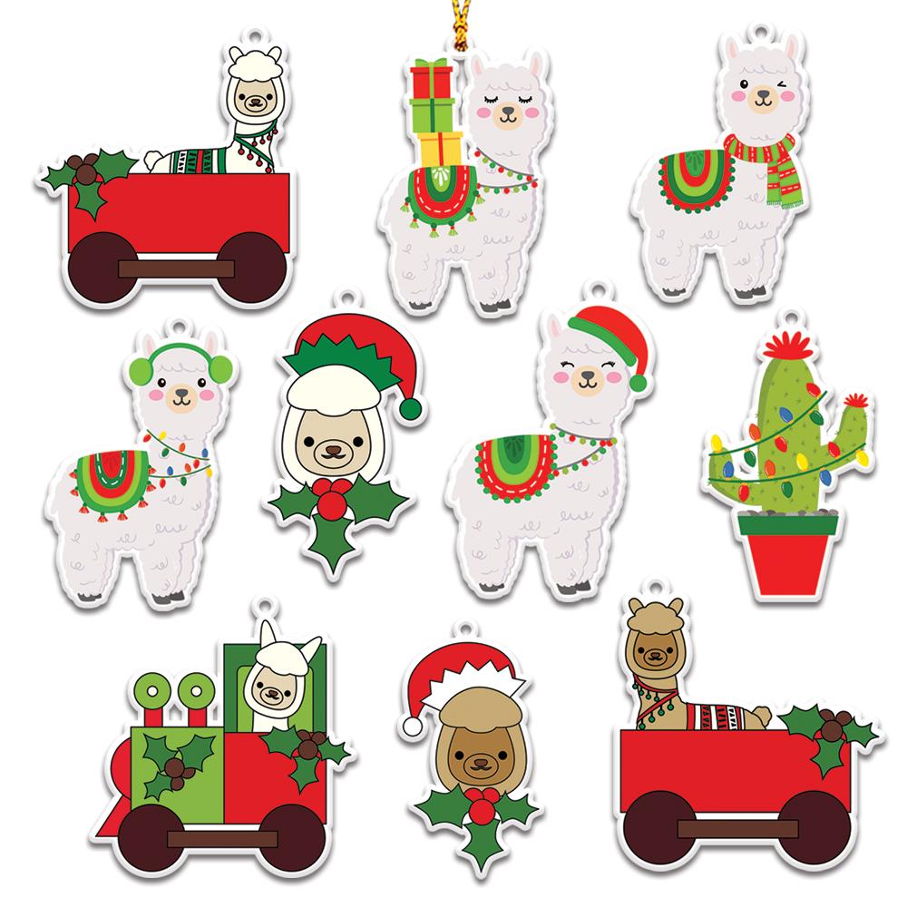 Christmas Llama & Cactus Personalizedwitch Christmas Ornaments Set