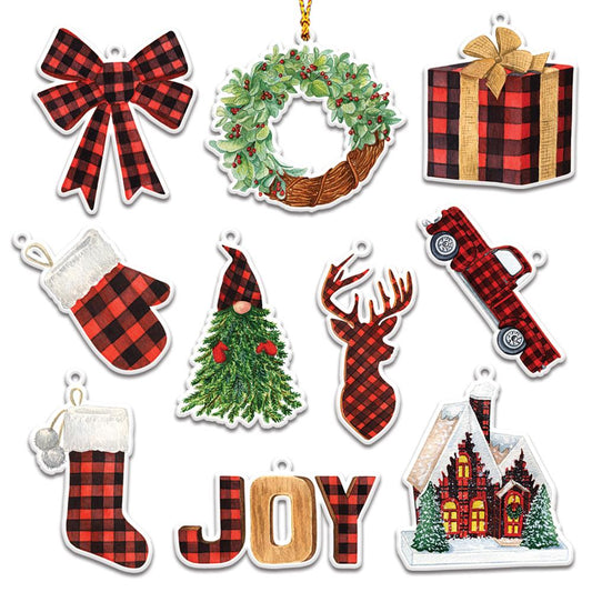 Christmas Red and Black Decor Personalizedwitch Christmas Ornaments Set