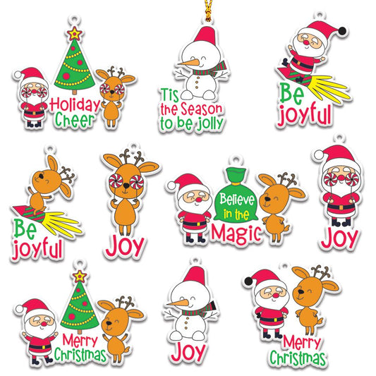Santa And Reindeer Personalizedwitch Christmas Ornaments Set