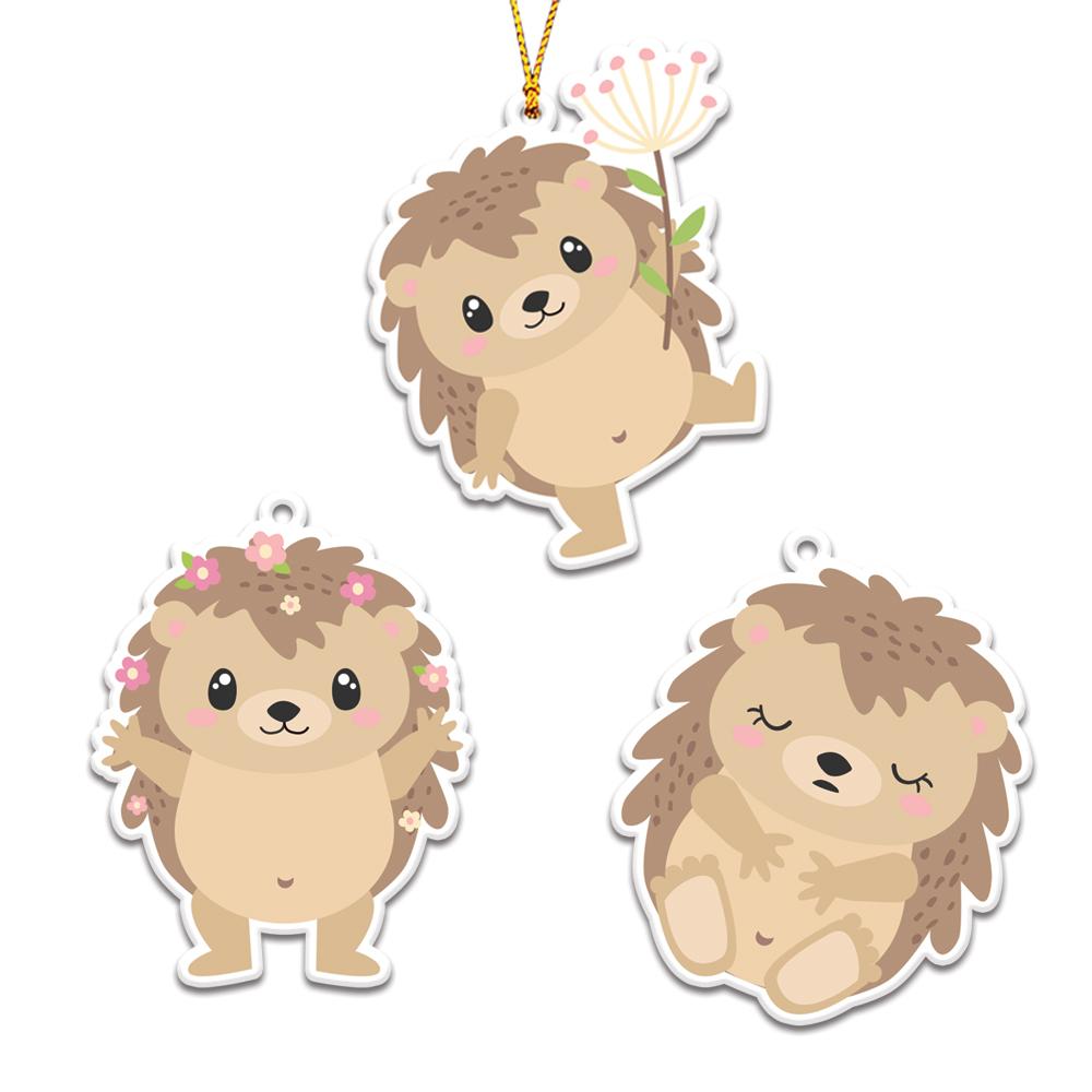 Hedgehogs Christmas Personalizedwitch Christmas Ornaments Set