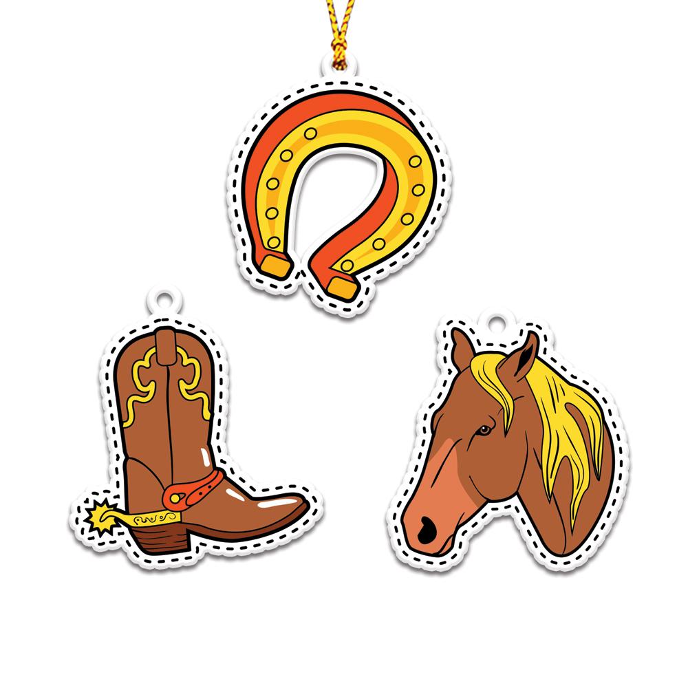 Western Cowboy Symbol Personalizedwitch Christmas Ornaments Set