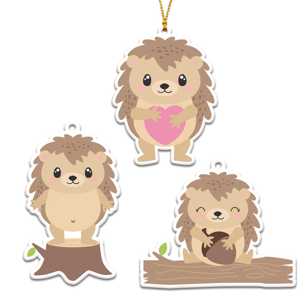Hedgehogs Christmas Personalizedwitch Christmas Ornaments Set