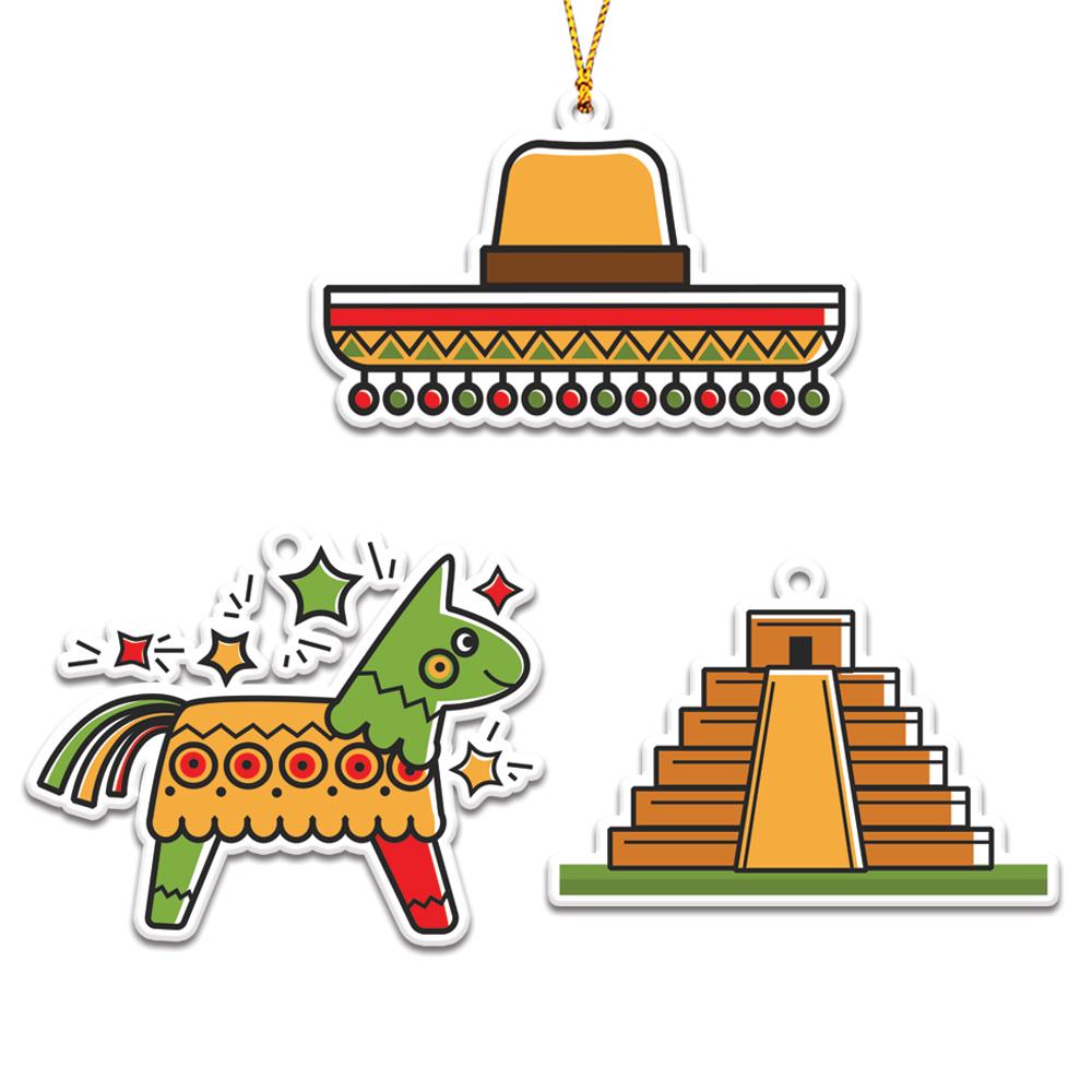 Various Most Famous Mexican Symbols Personalizedwitch Christmas Ornaments Set