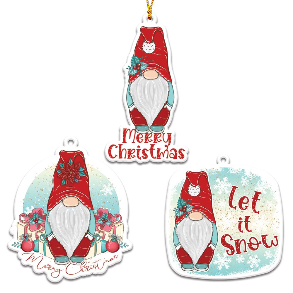 Christmas Gnomes Joy Love Peace Personalizedwitch Christmas Ornaments Set