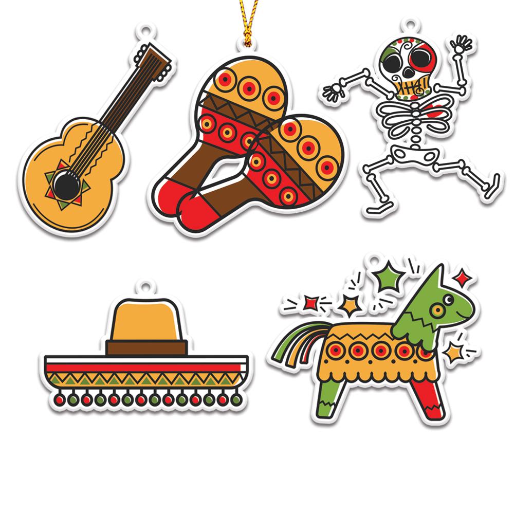 Various Most Famous Mexican Symbols Personalizedwitch Christmas Ornaments Set