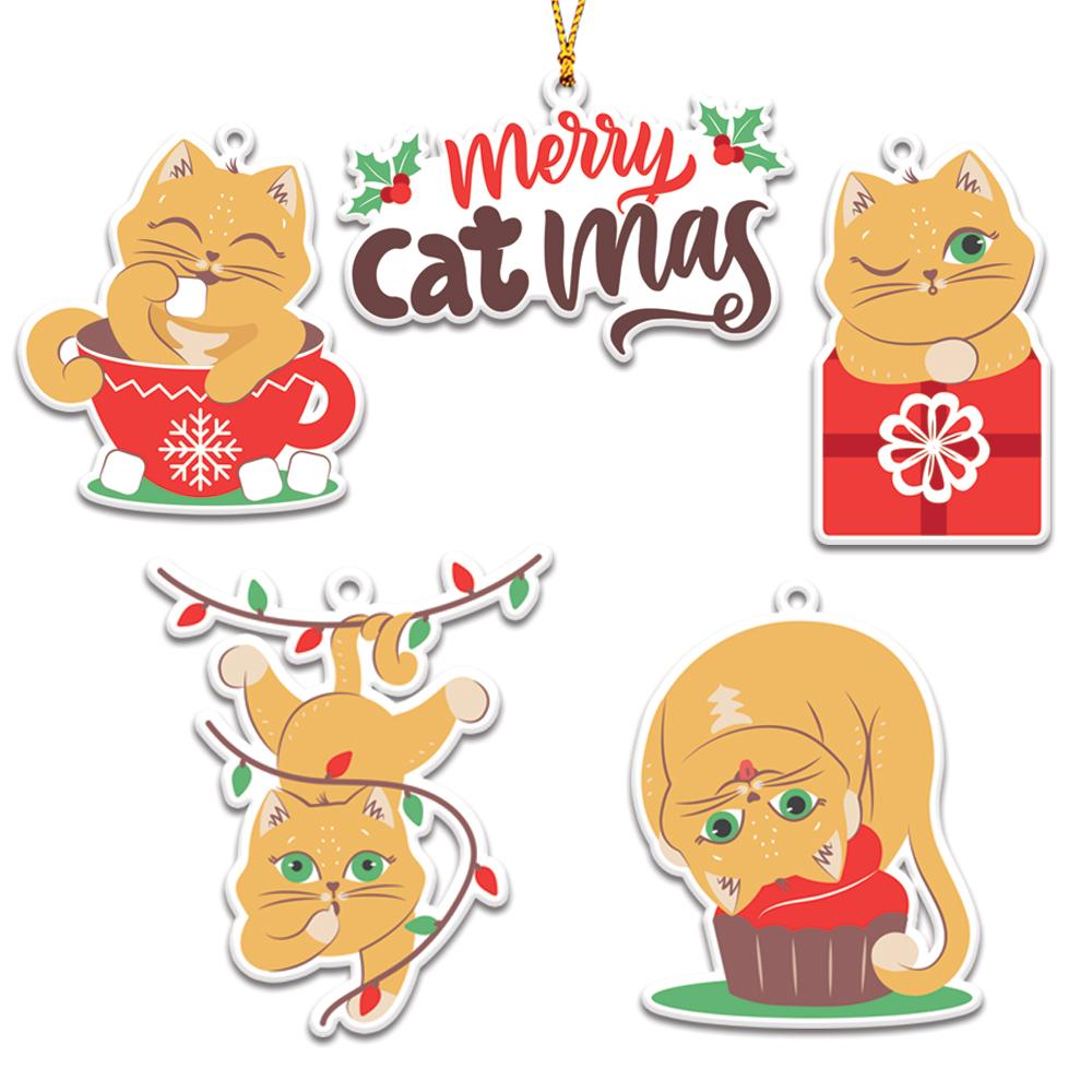 Happy Cat & Sloth Personalizedwitch Christmas Ornaments Set