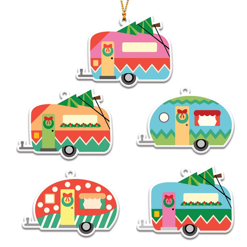 Chrismtas Happy Camper Personalizedwitch Christmas Ornaments Set