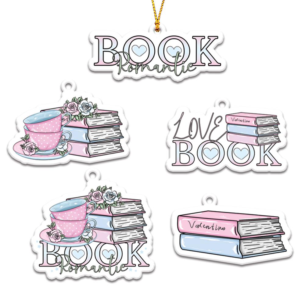 Floral Book Lovers Personalizedwitch Christmas Ornaments Set