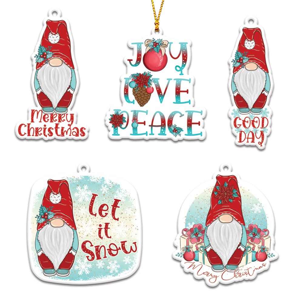 Christmas Gnomes Joy Love Peace Personalizedwitch Christmas Ornaments Set