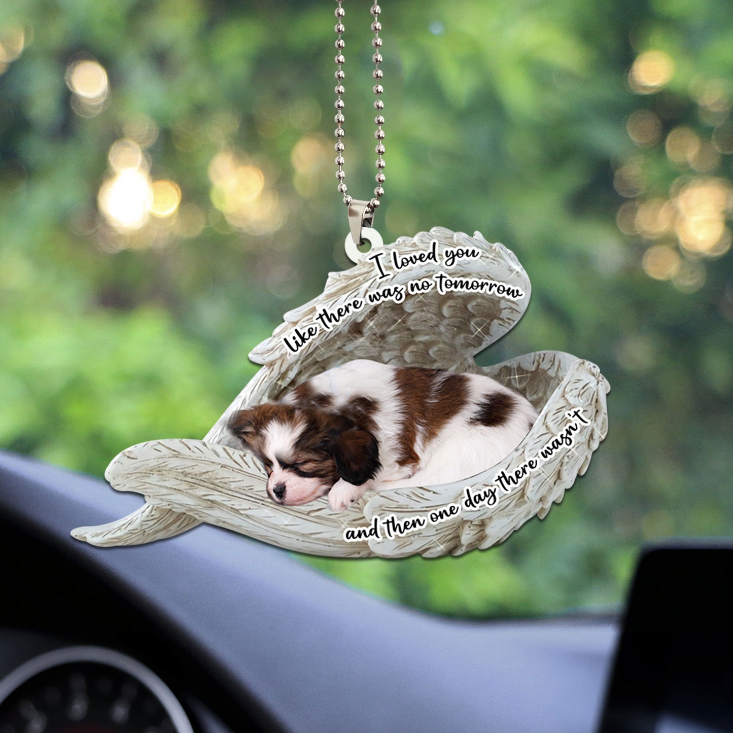 Papillon Sleeping Angel Dog Personalizedwitch Flat Car Memorial Ornament