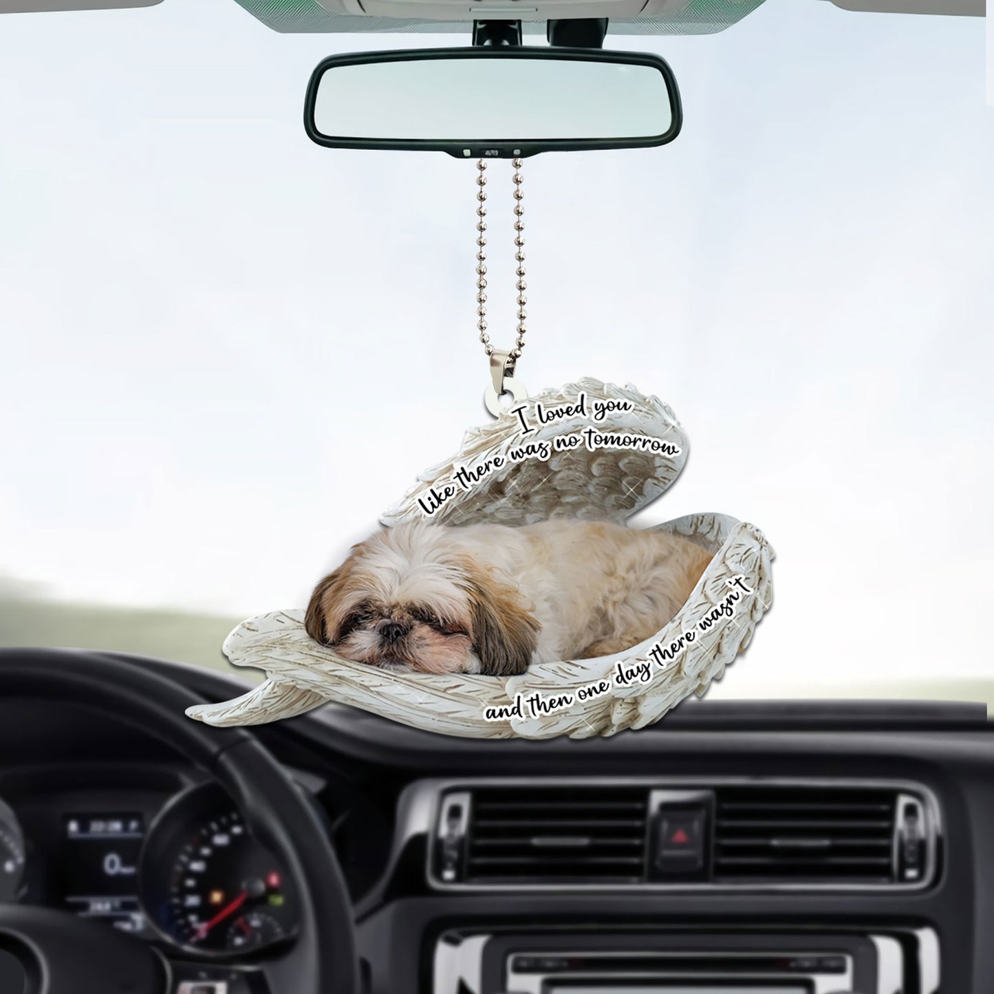 Pekingese Sleeping Angel Personalizedwitch Flat Car Ornament