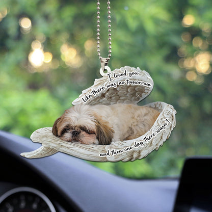 Pekingese Sleeping Angel Personalizedwitch Flat Car Ornament