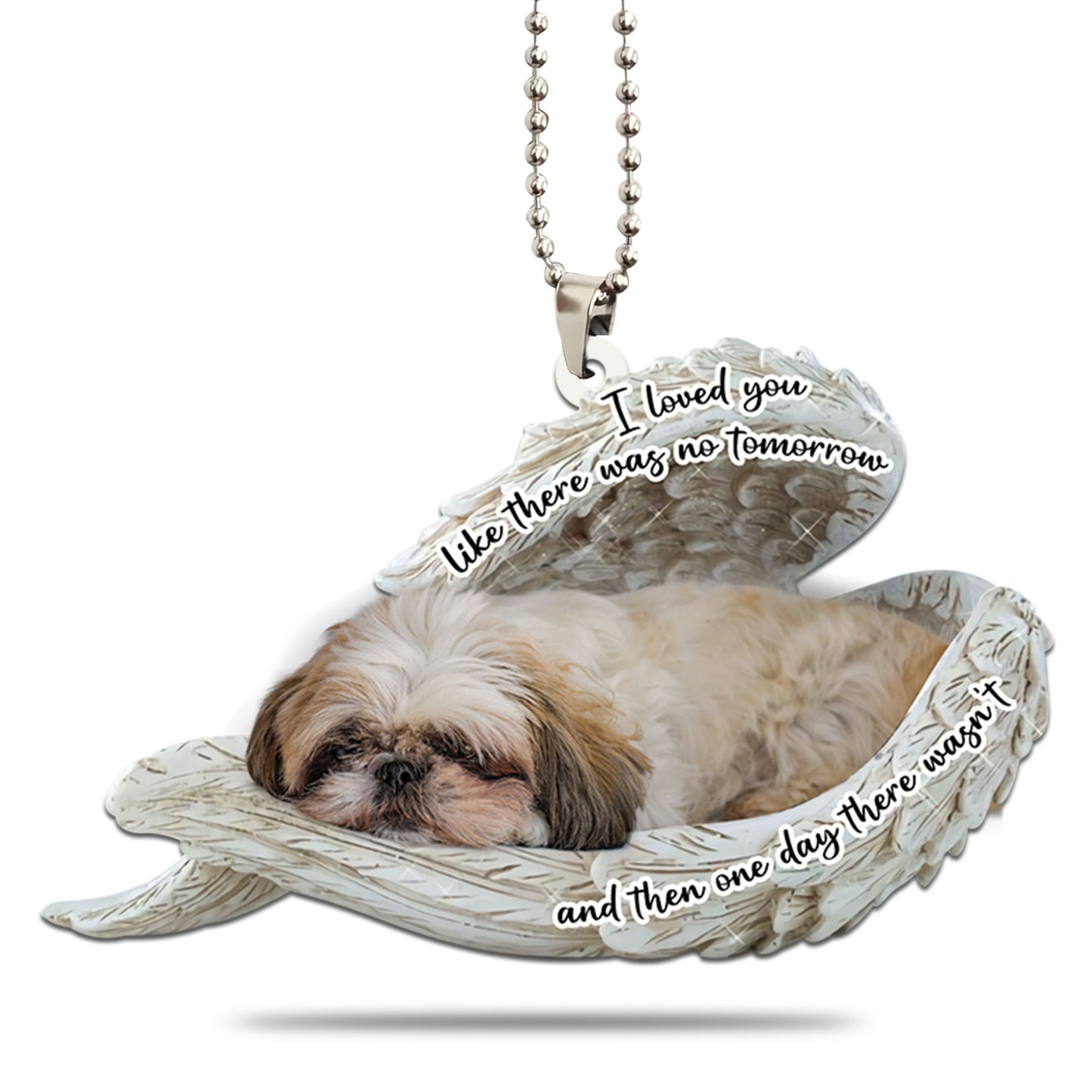 Pekingese Sleeping Angel Personalizedwitch Flat Car Ornament