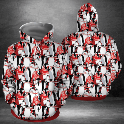 Penguin Love Christmas TG5121 unisex womens & mens, couples matching, friends, penguin lover, funny family sublimation 3D hoodie christmas holiday gifts (plus size available)