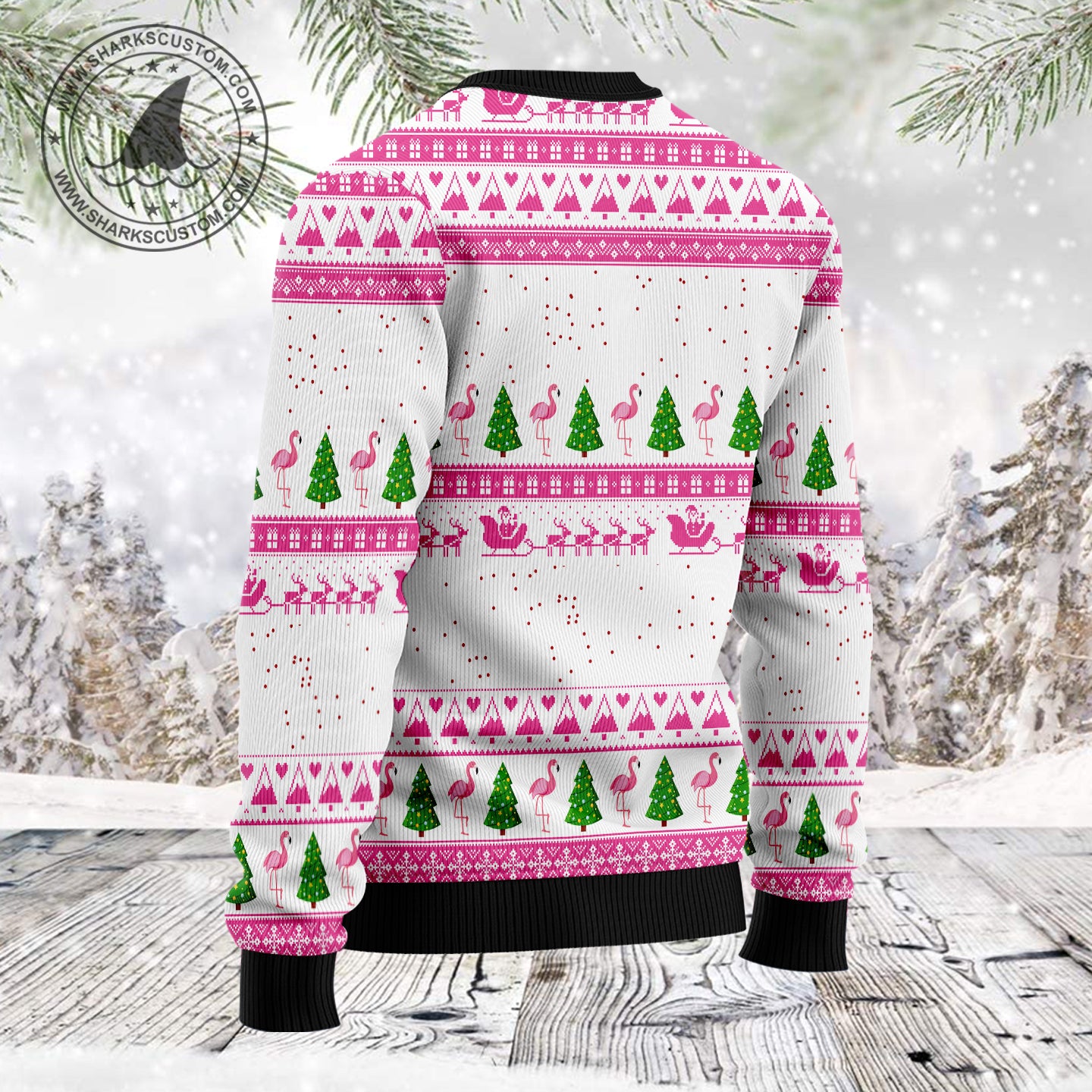 Merry Pinkmas TG51210 - Ugly Christmas Sweater unisex womens & mens, couples matching, friends, flamingo lover, funny family sweater gifts (plus size available)