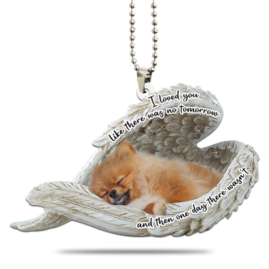 Pomeranian Sleeping Angel Dog Personalizedwitch Flat Car Memorial Ornament