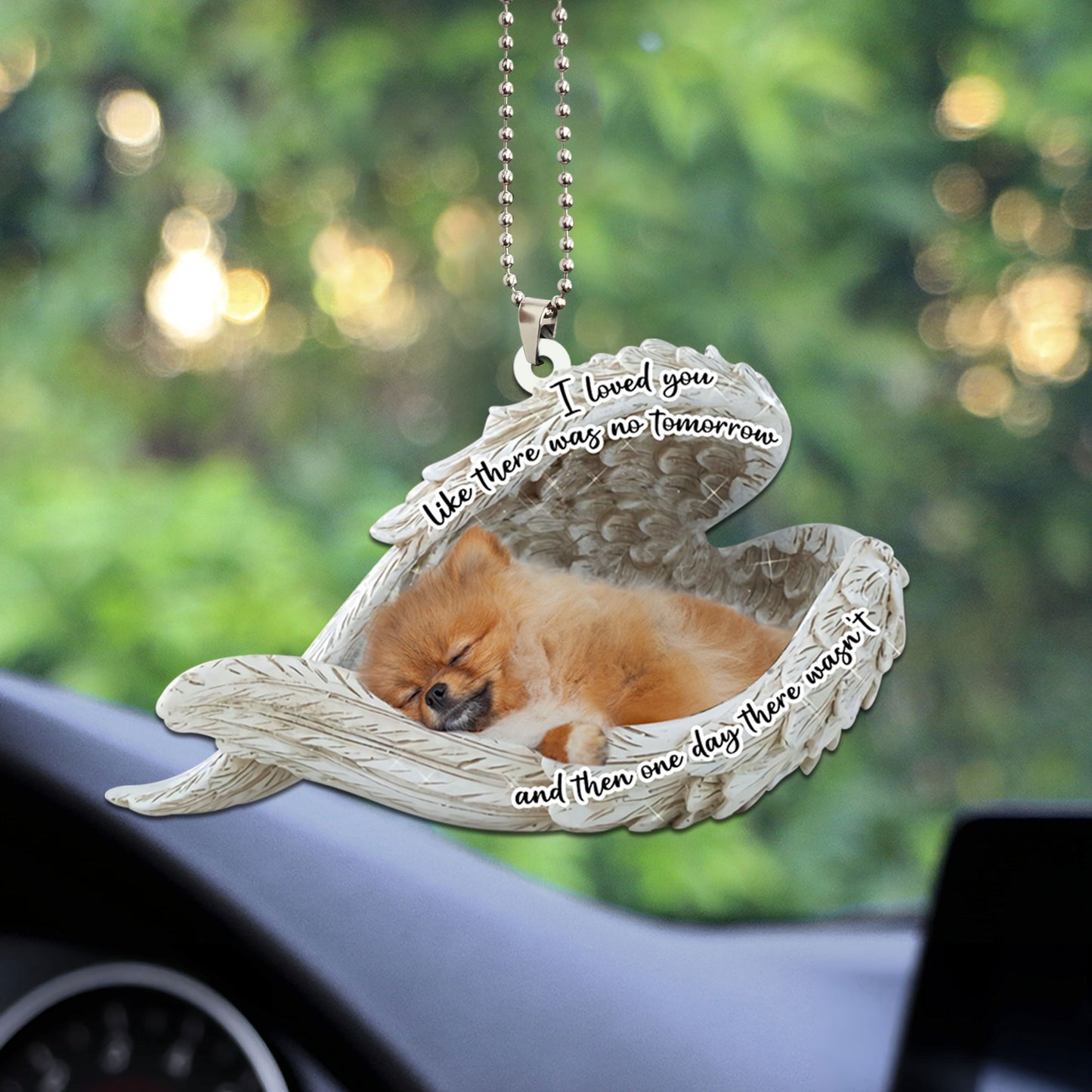 Pomeranian Sleeping Angel Personalizedwitch Flat Car Ornament