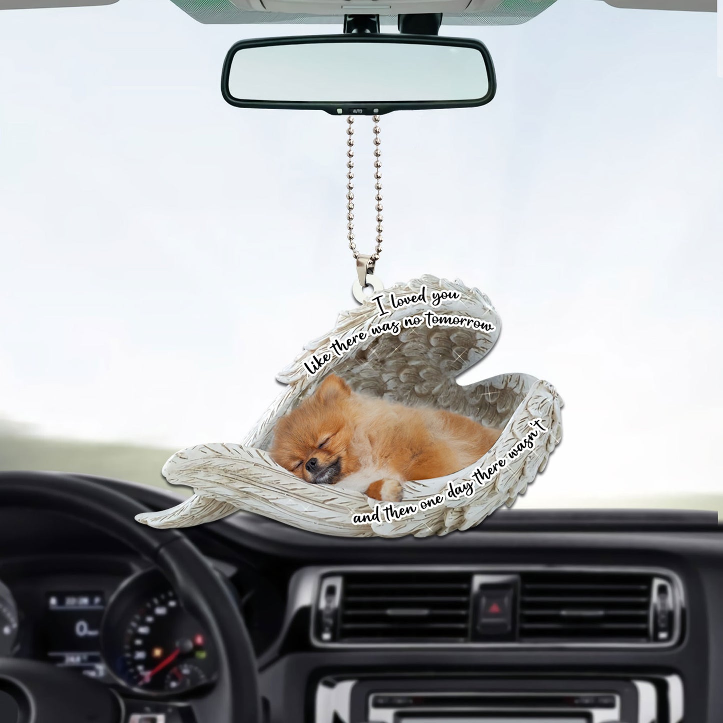 Pomeranian Sleeping Angel Dog Personalizedwitch Flat Car Memorial Ornament
