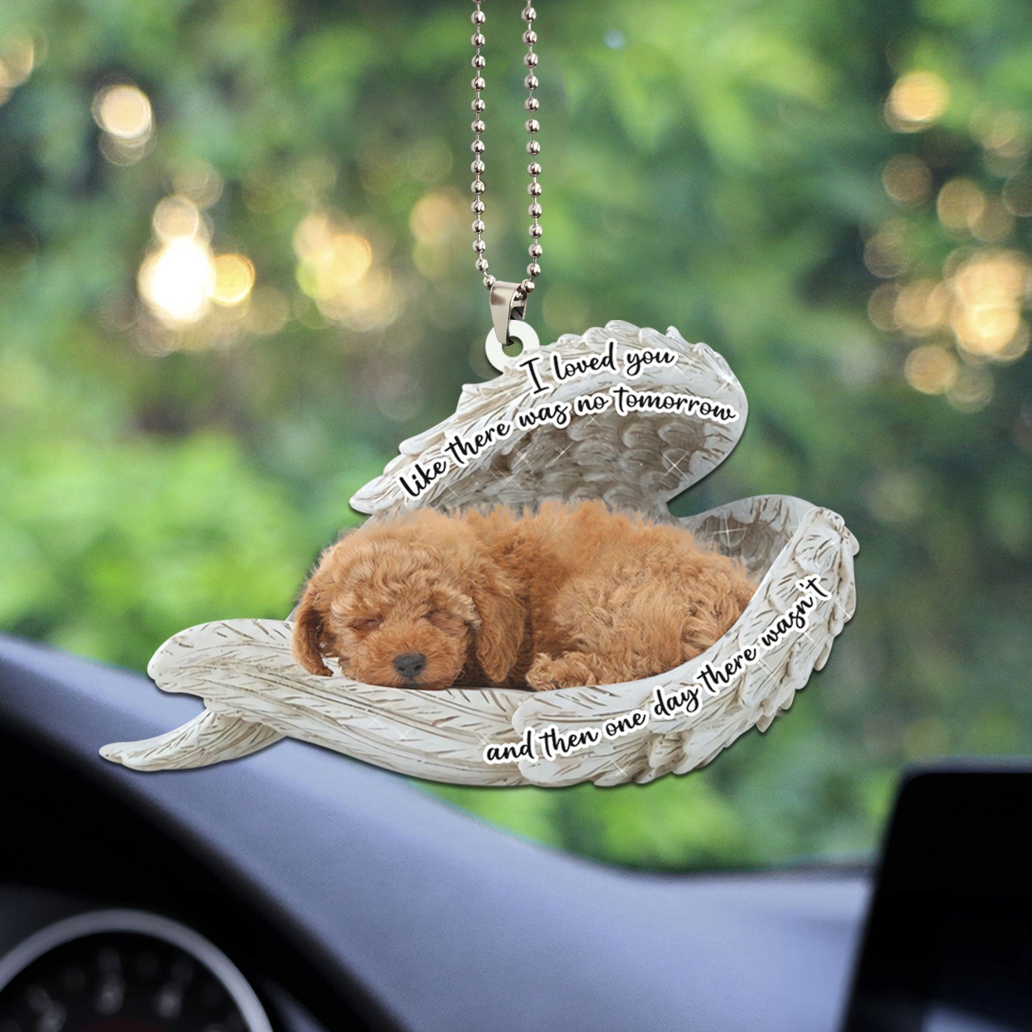 Poodle Sleeping Angel Personalizedwitch Flat Car Ornament