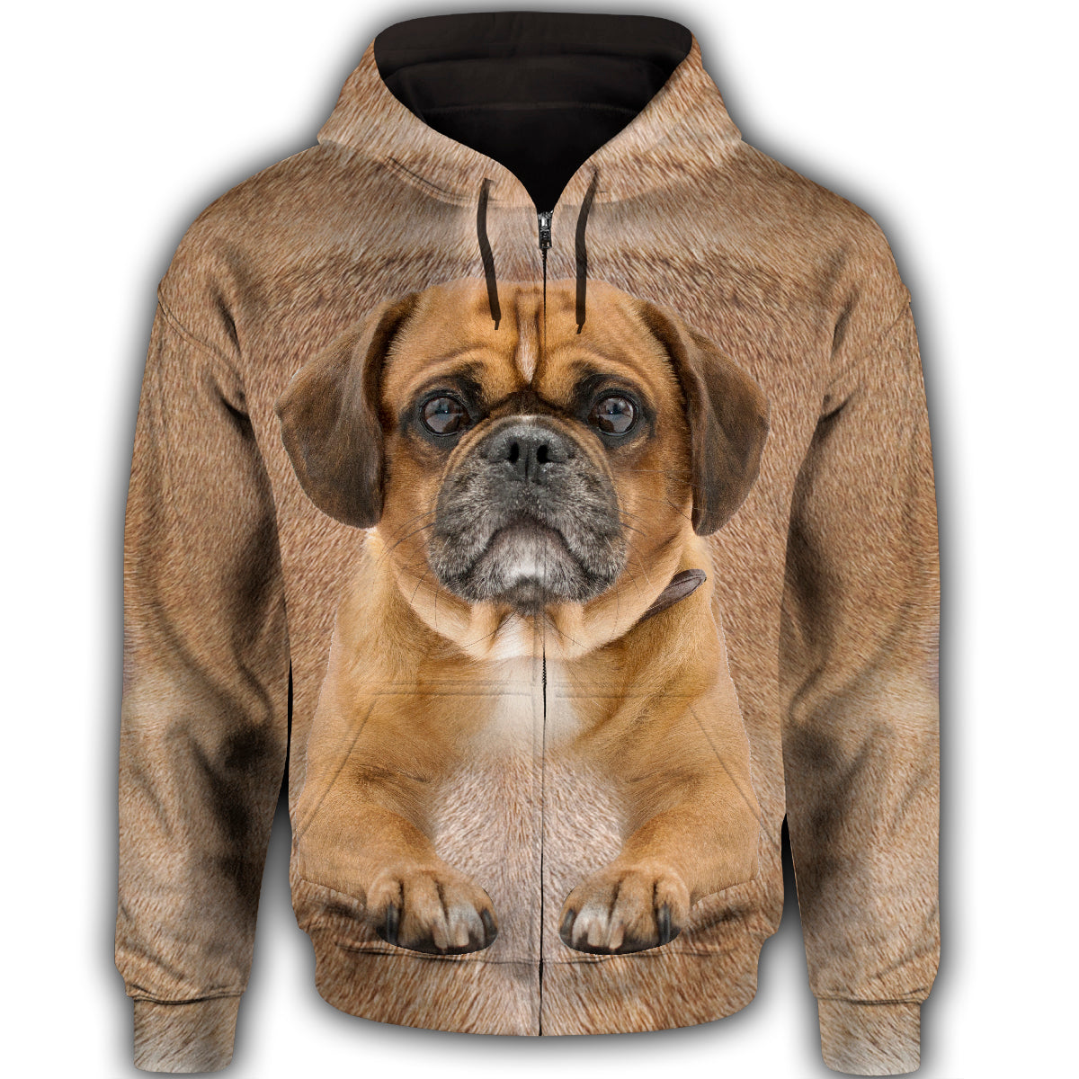 Puggle Cute Dog Face T284 - All Over Print Zip Hoodie