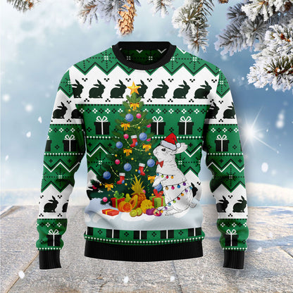 Christmas Tree Rabbit G5128 - Ugly Christmas Sweater unisex womens & mens, couples matching, friends, rabbit lover, funny family sweater gifts (plus size available)