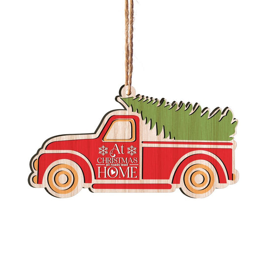 Red Truck Christmas Home Personalizedwitch Printed Wood Ornament