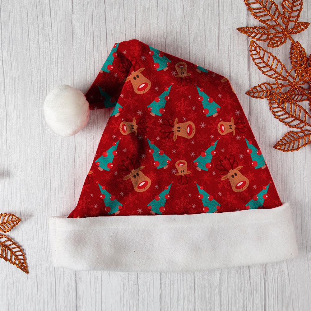 Reindeer Pine Tree Personalizedwitch Santa Christmas Hat