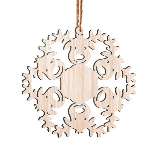 Reindeer Snowflake Personalizedwitch Wood Ornament