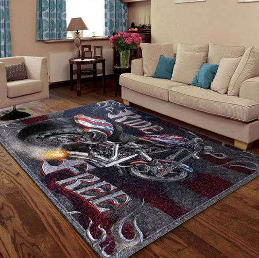 Ride Free Motorcycle Rectangle Rug