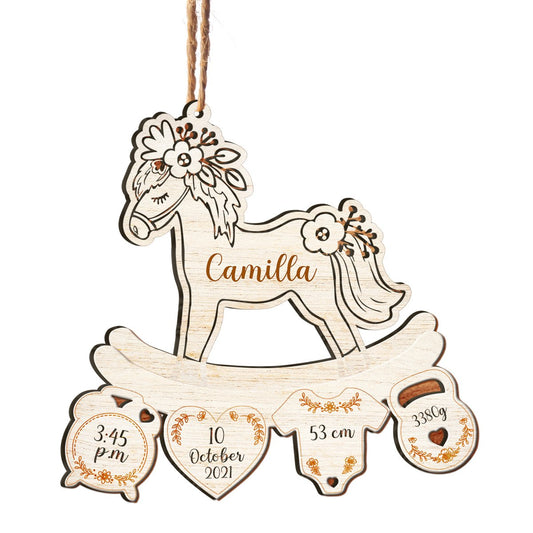 Baby 1st Christmas Rocking Horse Personalizedwitch Personalized Layered Wood Ornament