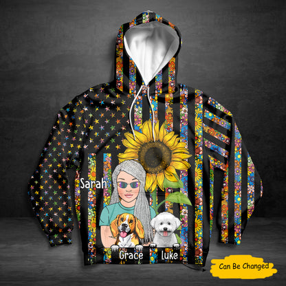 Rockin' The Dog Mom Life Sunflower Custom All Over Print Hoodie