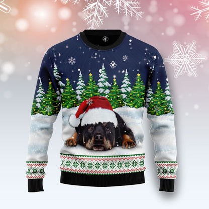 Dreaming Rottweiler Under Snow TG51015 - Ugly Christmas Sweater