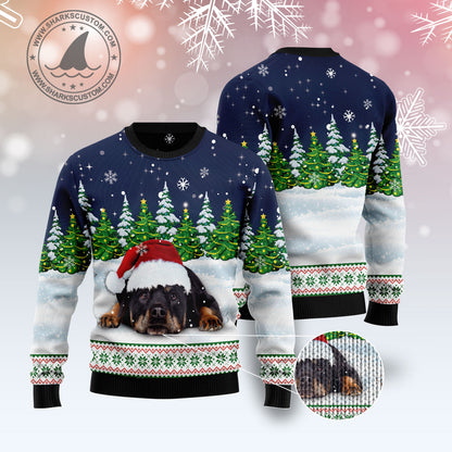 Dreaming Rottweiler Under Snow TG51015 - Ugly Christmas Sweater