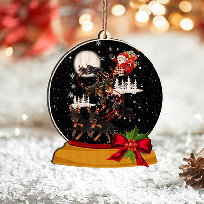 Rottweiler Snow Globe Personalizedwitch Printed Wood Christmas Ornament