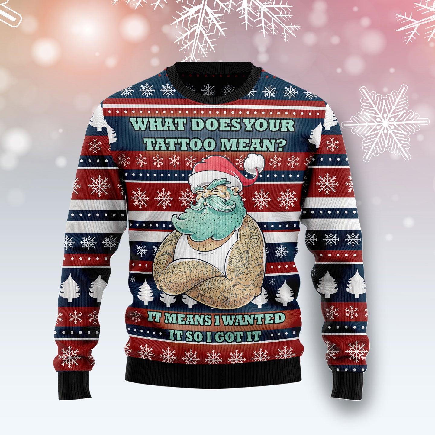 Santa Clause Love Tattoo TG51013 - Ugly Christmas Sweater