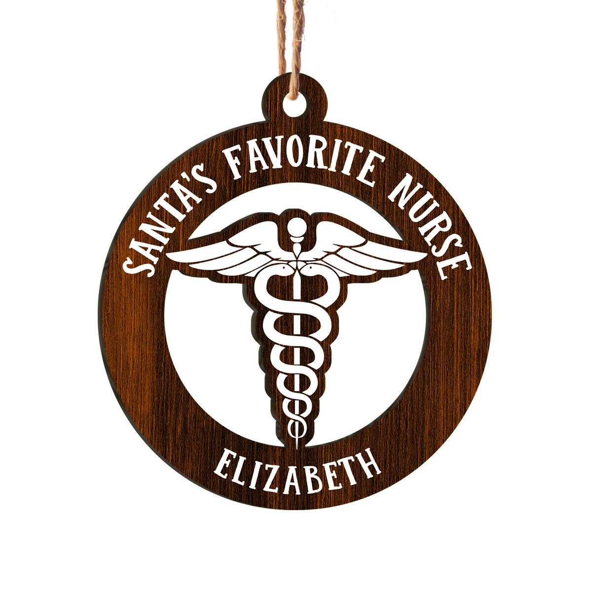 Santa's Favorite Nurse Personalizedwitch Christmas Personalized Printed Wood Ornament