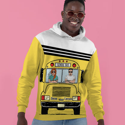 School Bus Couple Custom All Over Print Hoodie