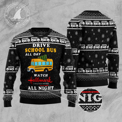 School Bus All Day TG51110 Ugly Christmas Sweater