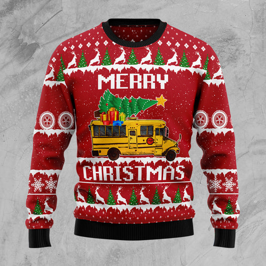 School Bus Merry Christmas TG5112 Ugly Christmas Sweater