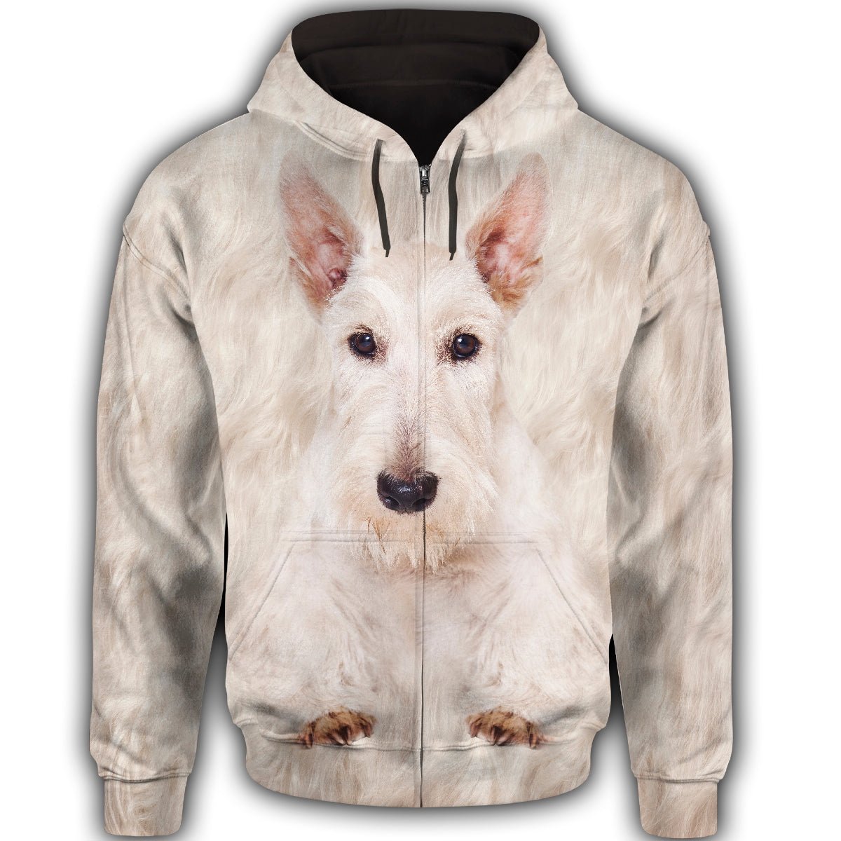 Scottish Terrier Cute Dog Face T284 - All Over Print Zip Hoodie