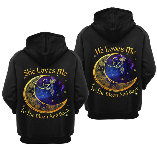 Loves Me to The Moon and Back Valentine Gift Couple Matching Hoodie
