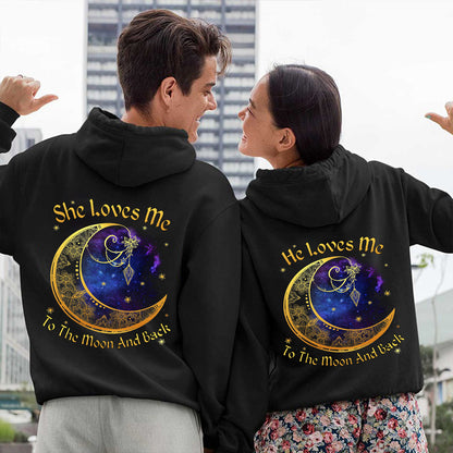 Loves Me to The Moon and Back Valentine Gift Couple Matching Hoodie